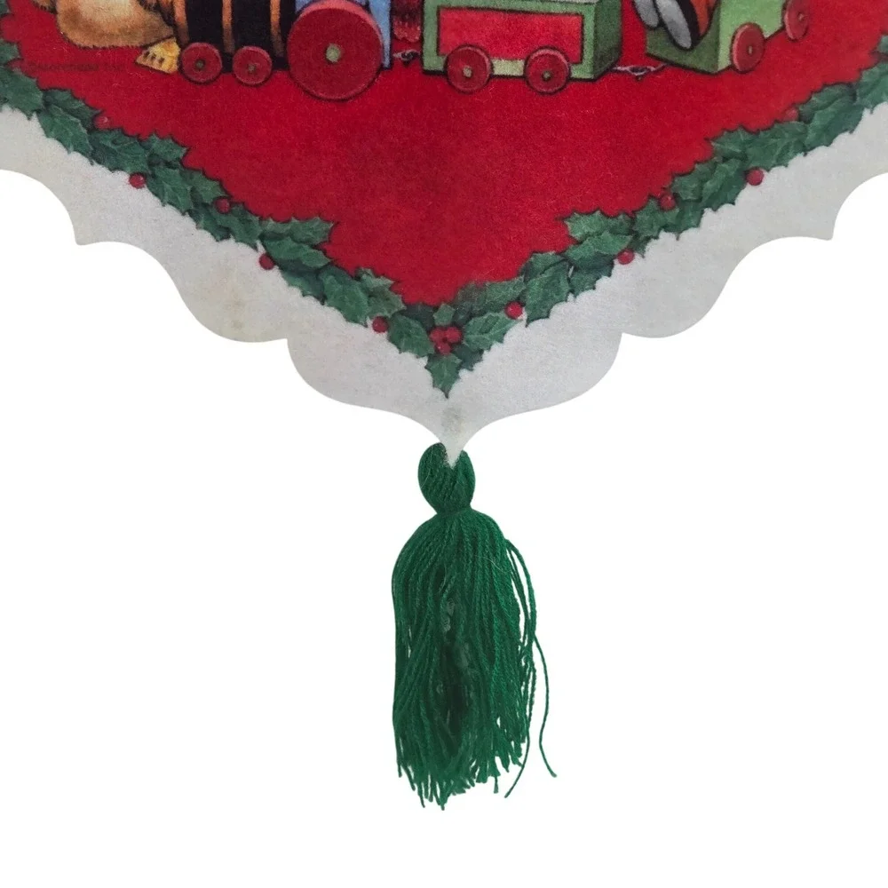 Vtg 80s Morehead Inc Santa with Christmas Toys Felt Banner Wall Hanging 21x12